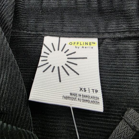 Offline Aerie Shacket Womens XS Black Gray Corduroy 1/2 Zip Utility Oversized - Picture 3 of 16